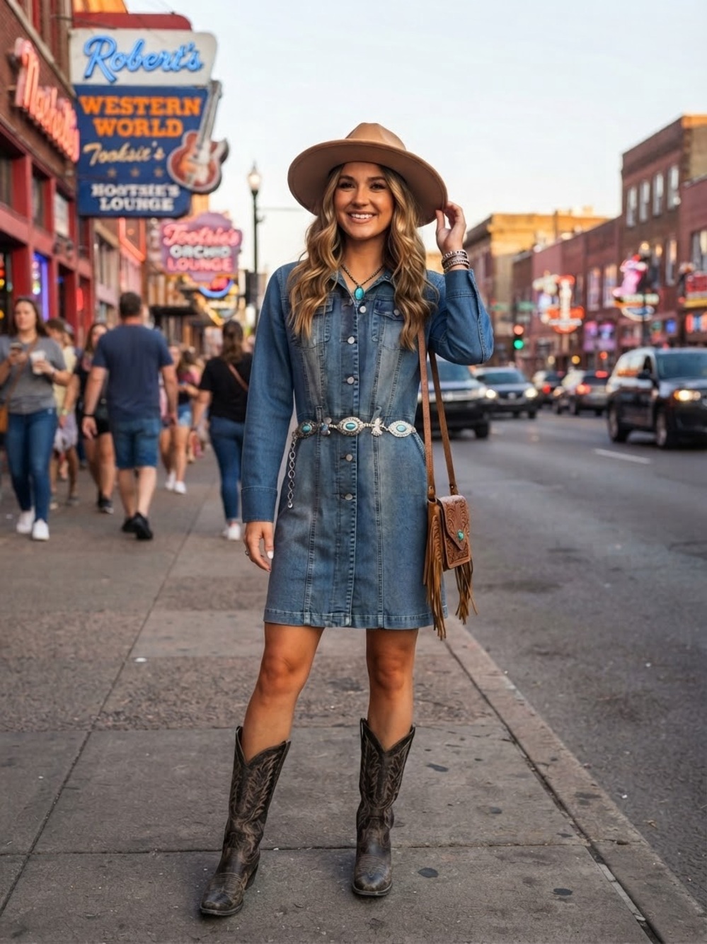 Vintage Medium Wash Denim Button-Down Western Dress / Jacket M